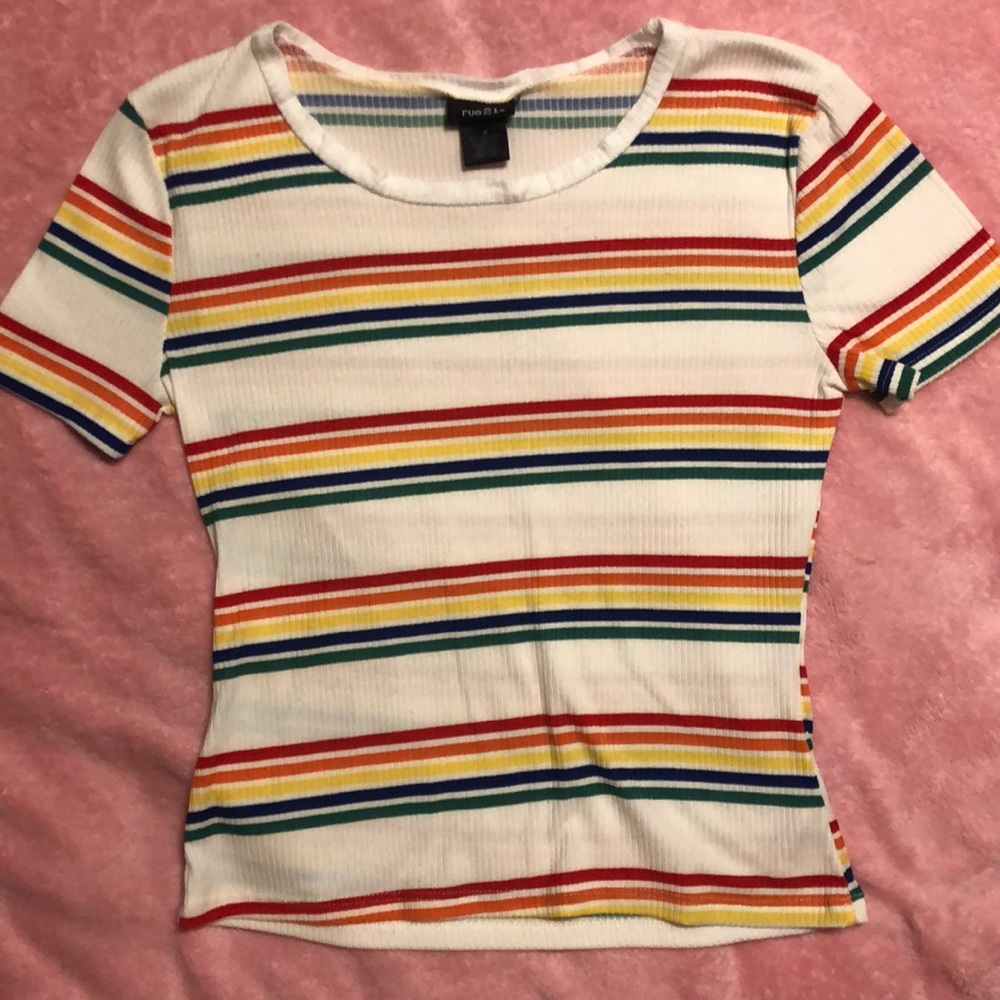 Rainbow striped top M